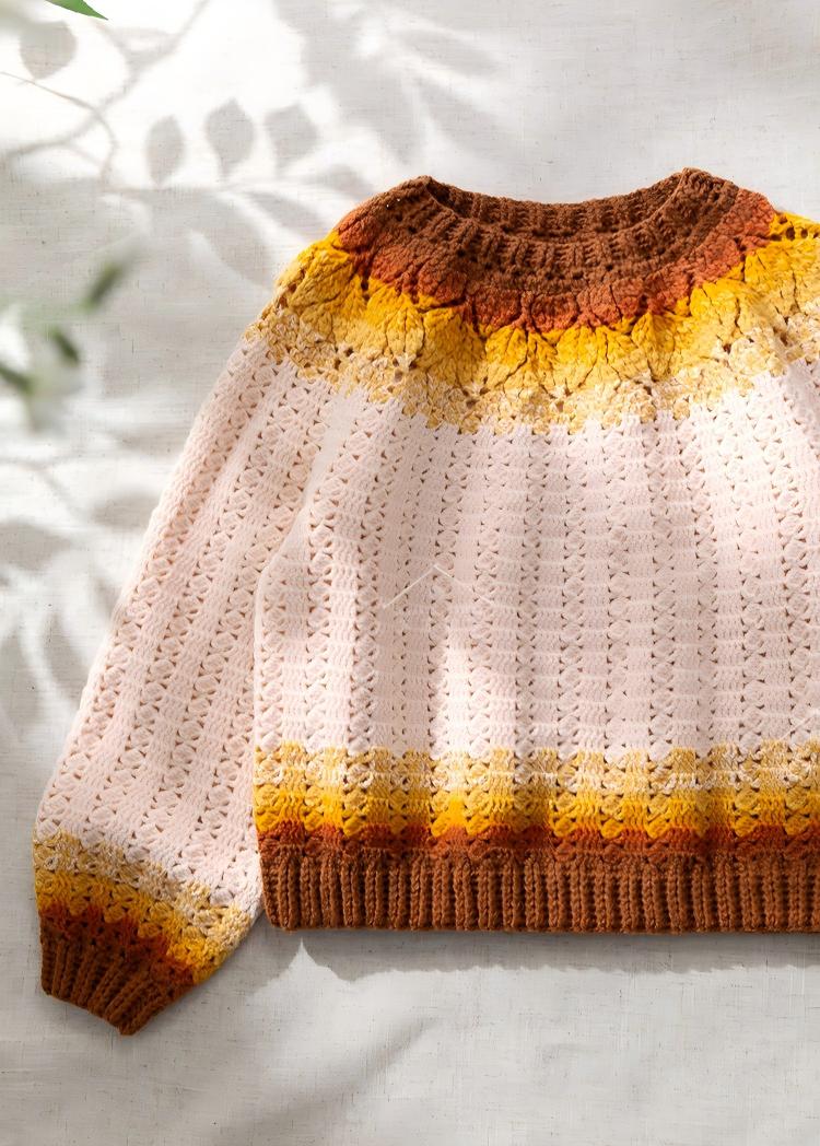Leaf Yoke Sweater Crochet Pattern
