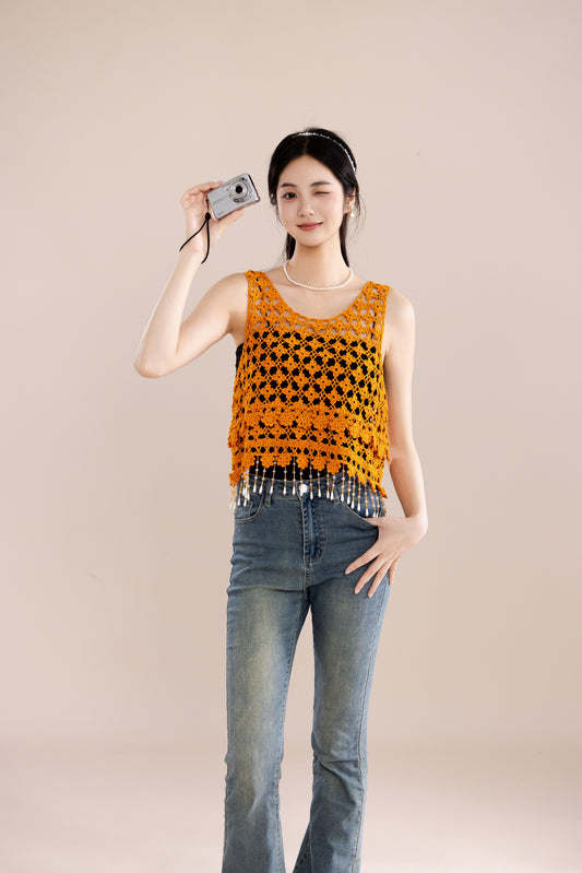 Sparkling Tassel Vest | Crochet Chart Pattern | Limited Written Instructions | Video Tutorial Available