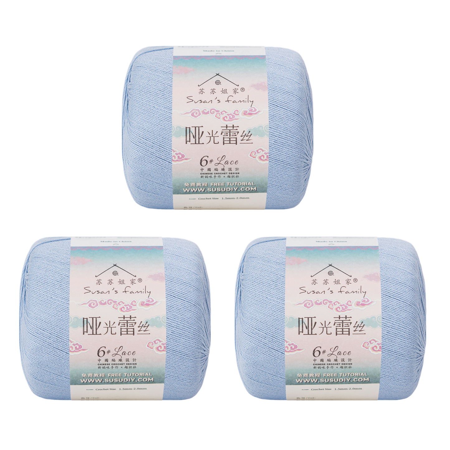 #6 Matte Cotton Lace Yarn 3 Pack【US Warehouse】