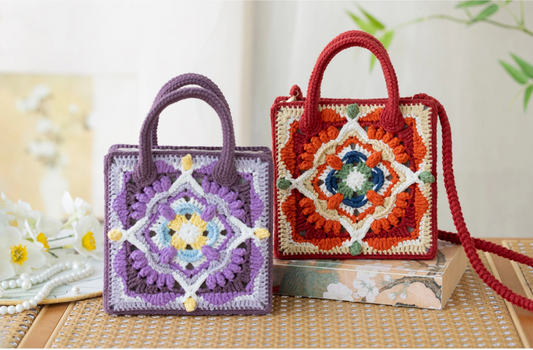 Furong Patchwork Handbag Crochet Yarn Kit | Chinese Aesthetics Series | Susan's Family