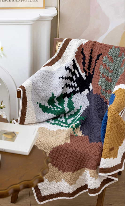 Plant Pixel Blanket Crochet Yarn Kit | Nodic Aesthetics Series | Susan's Family