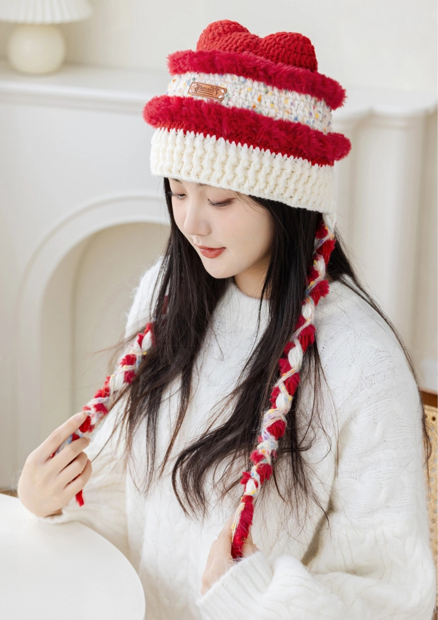 Tassels Cat Ear Beanie Crochet Yarn Kit