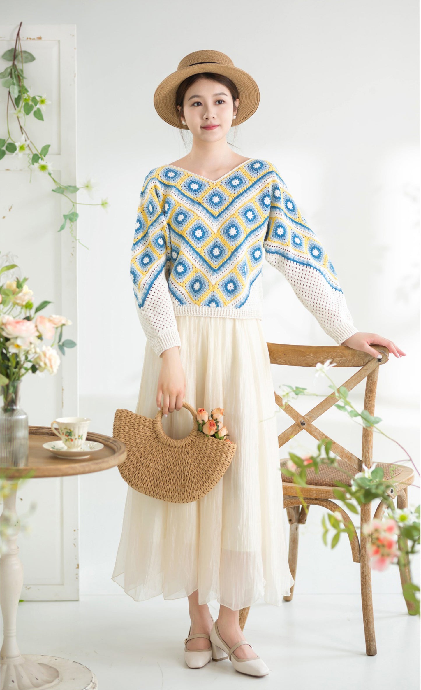 Flower Only Patchwork Top Crochet Pattern