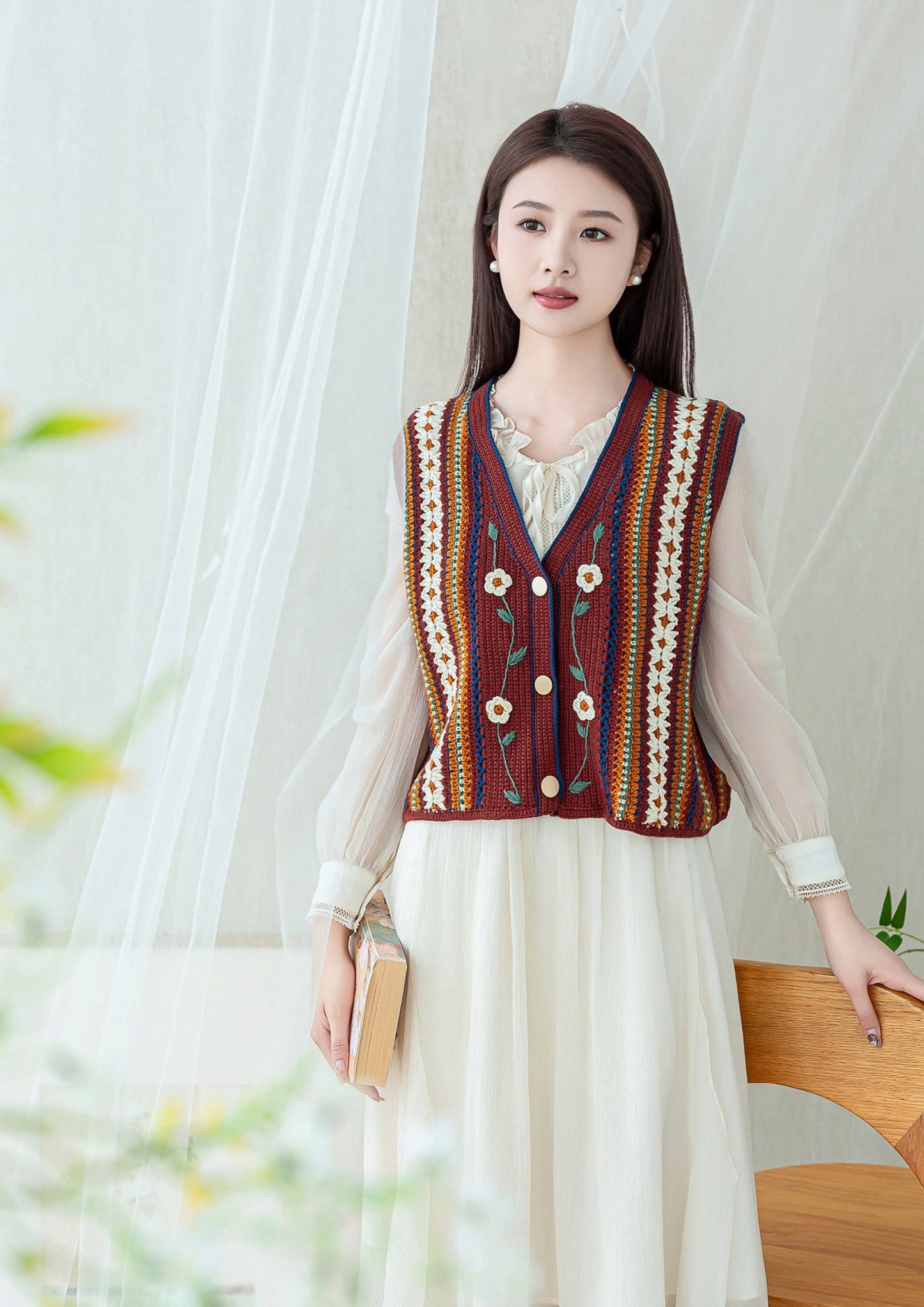 Spring Vine Vest Crochet Yarn Kit