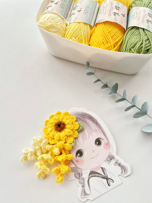 Sunflower Wisteria Hairclip/Hairtie Crochet Yarn Pack
