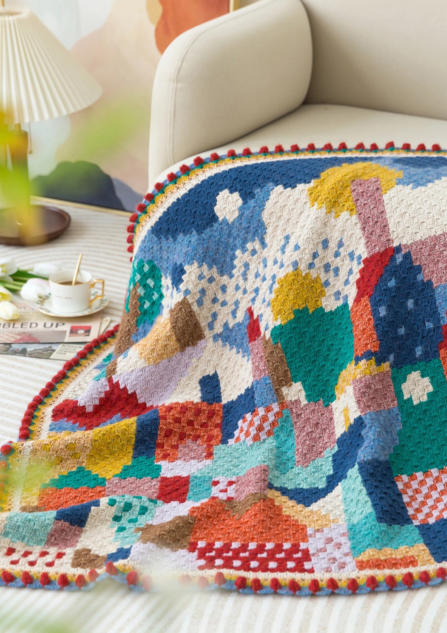 Blue Landscape Blanket Crochet Yarn Kit