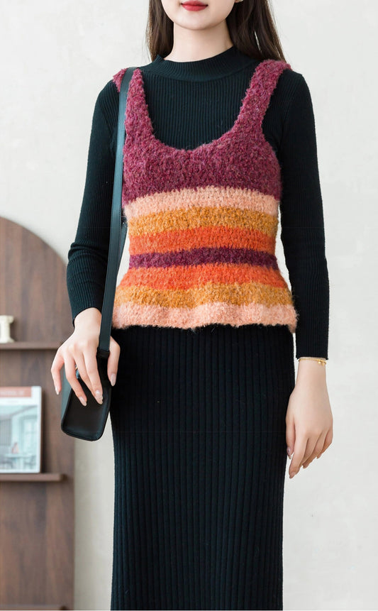 Retro Color-block Dress Crochet Kit