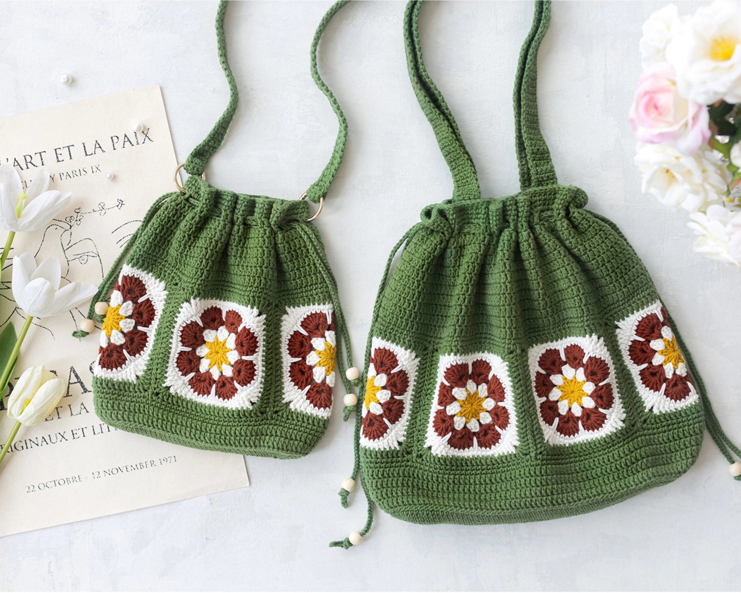 Elegance Drawstring Bag Crochet Yarn Kit
