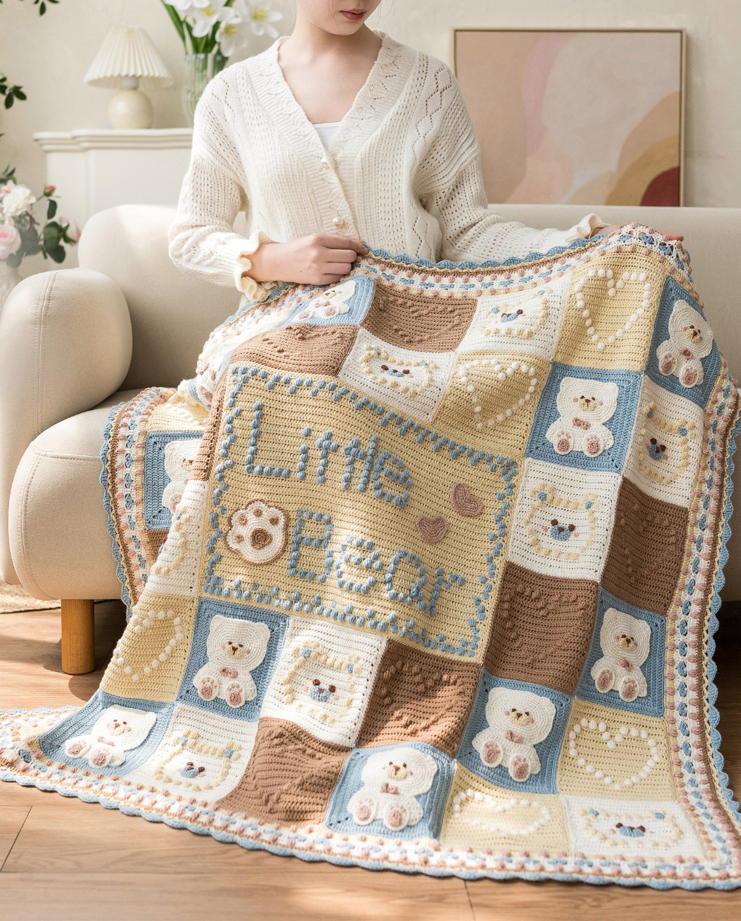 Bear Bubble Blanket Crochet Yarn Kit
