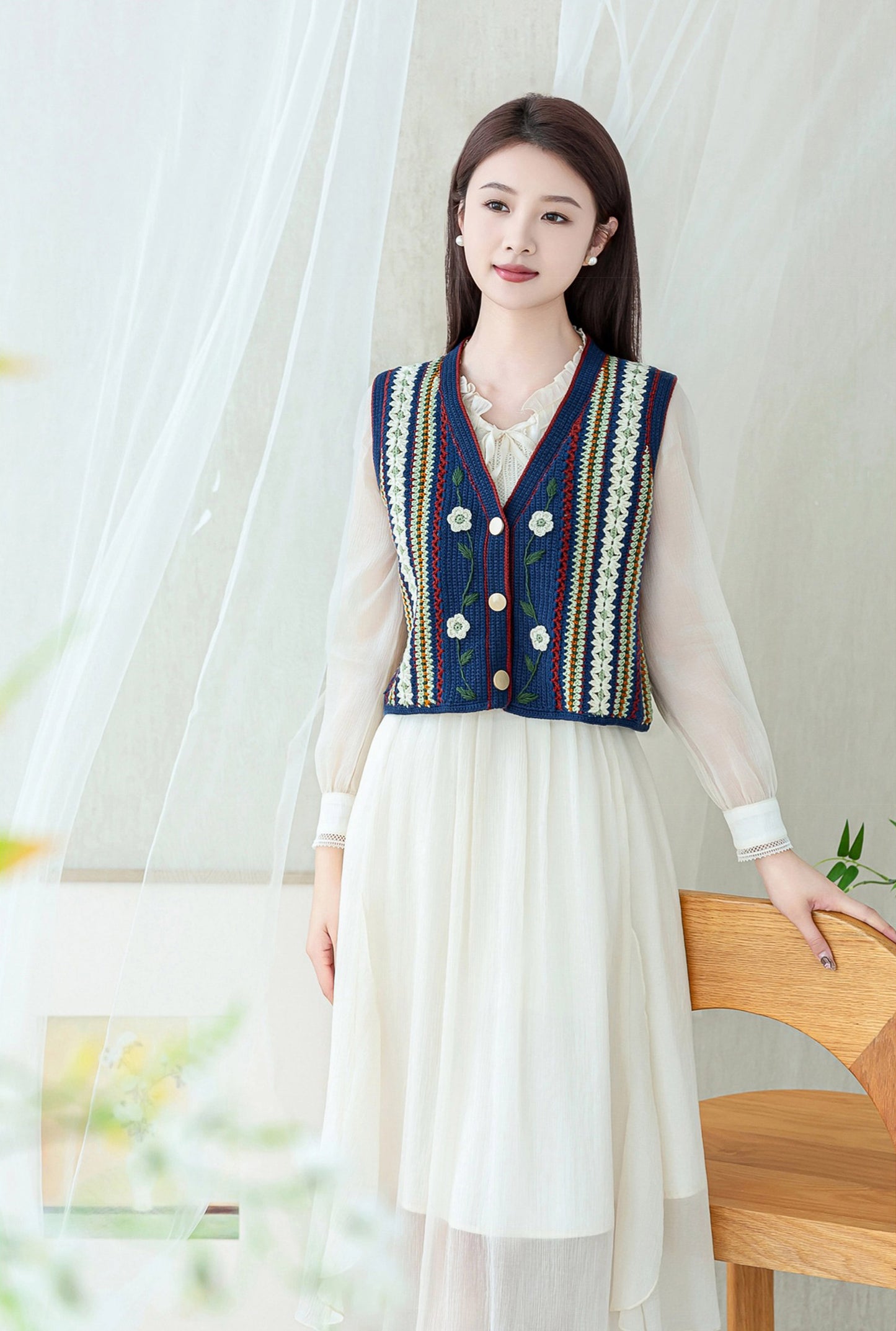 Spring Vine Vest Crochet Yarn Kit