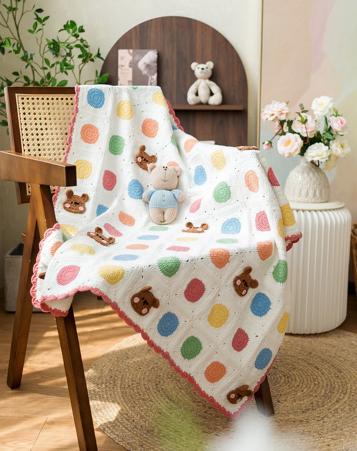Polka Dot Bear Blanket Crochet Yarn Kit