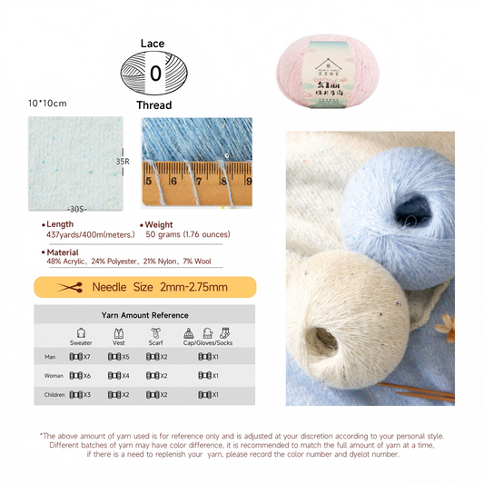 Susan's Family Sequin Mahai Lace Yarn 2 Packs 【US Warehouse】
