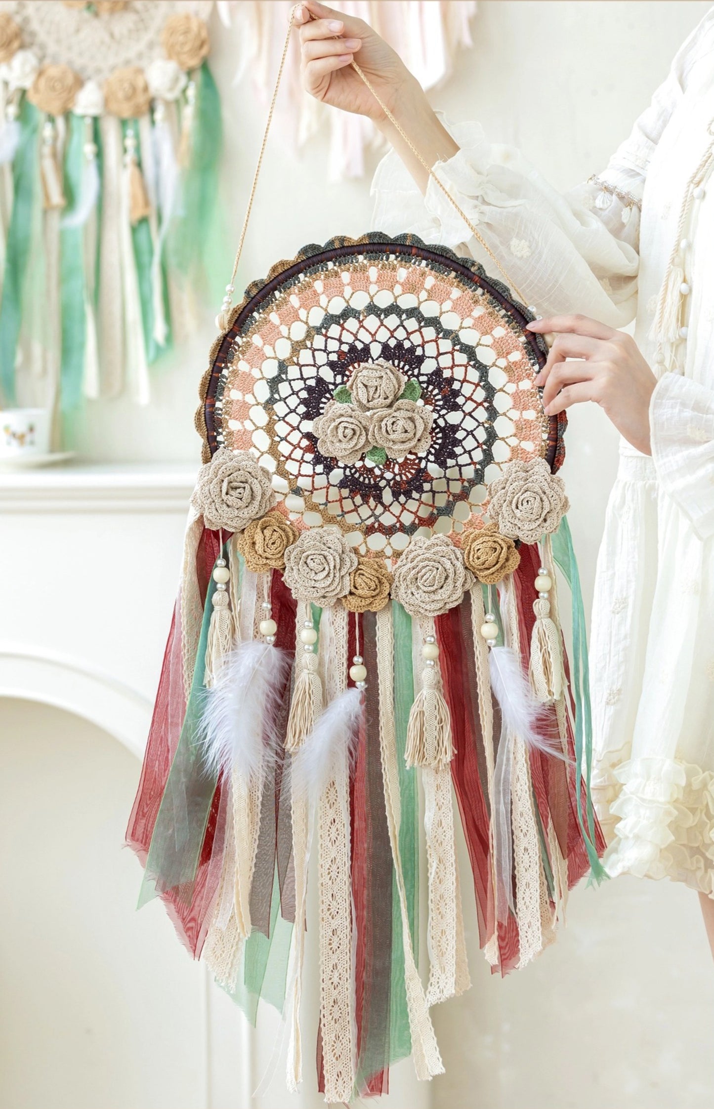 Rose Dreamcatcher Crochet Pattern