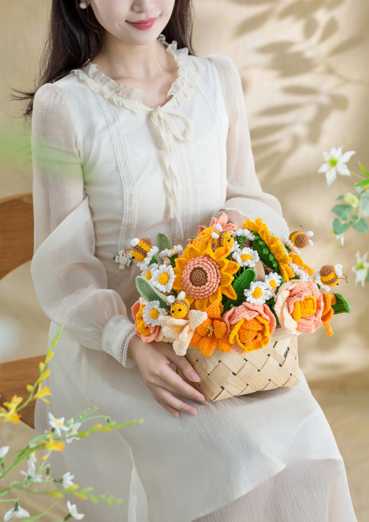 Courtyard Small Flower Basket Crochet Yarn Kit