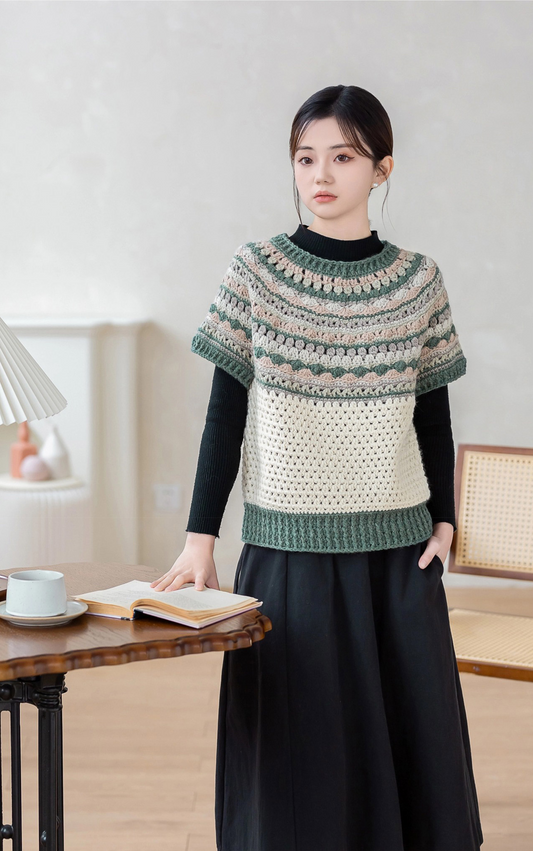Glacier Yoke Sweater Crochet Yarn Kit | Nordic Aesthetics Series | Susan's Family