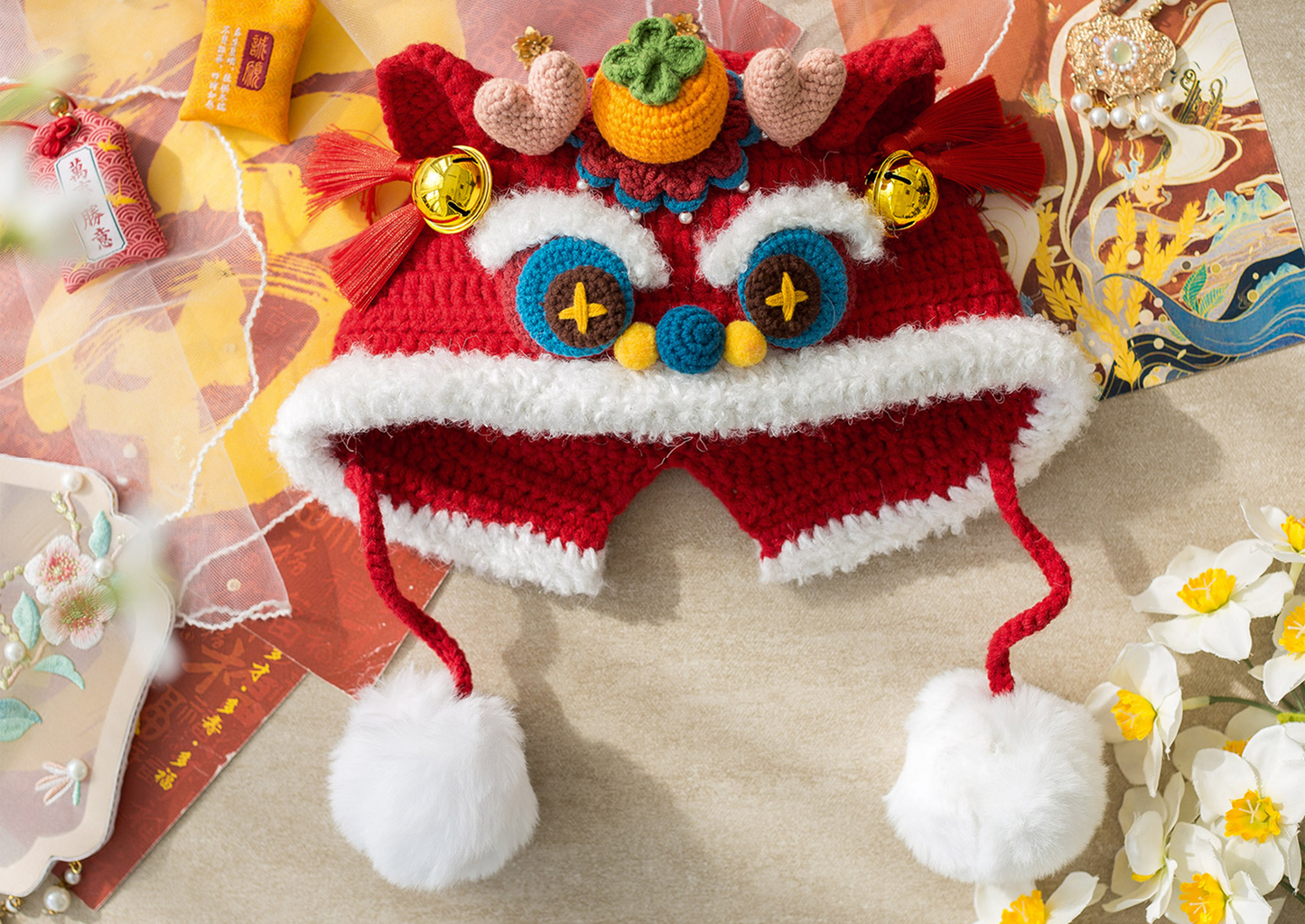 Dancing Lion Set Crochet Yarn Kit | Chinese Aesthetics Series | Susan's Family