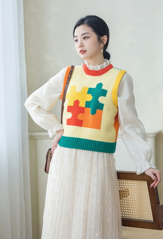 Puzzle Vest Crochet Yarn Kit