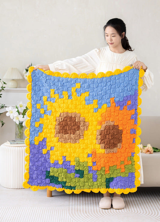 Flower Pixel Blanket Crochet Kit
