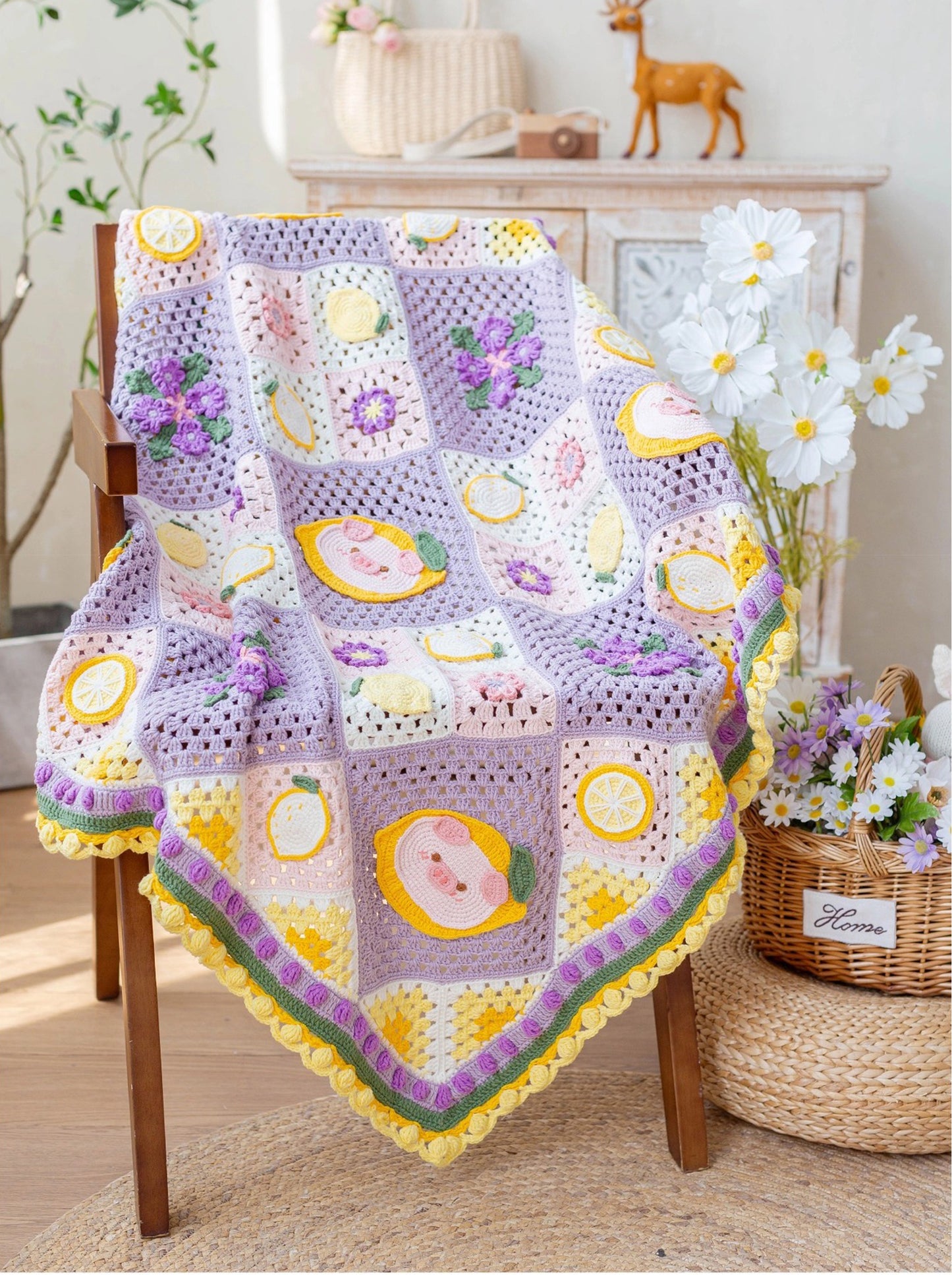 Fruit Patchwork Blanket Crochet Yarn Kit