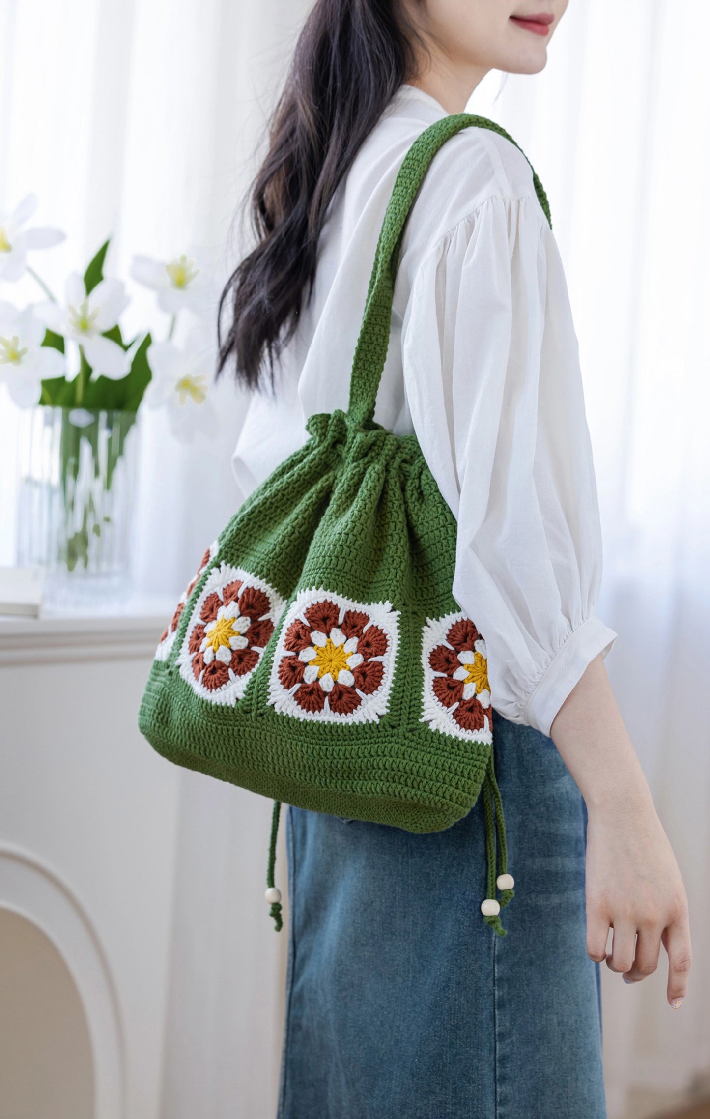 Elegance Drawstring Bag Crochet Yarn Kit
