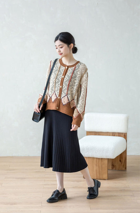 Colorful Grid Cardigan Crochet Pattern