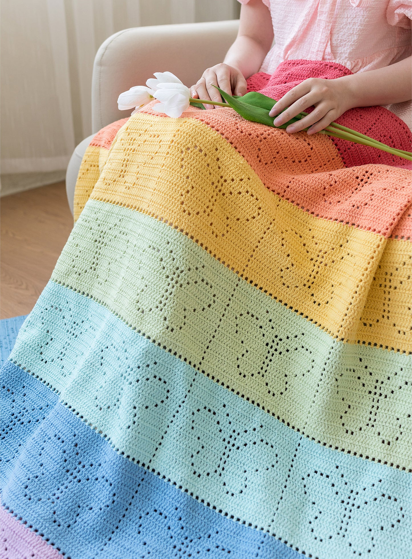 Rainbow Square Blanket Crochet Yarn Kit