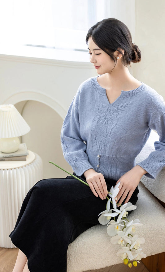 Flower Shadow Split Blouse Knit Kit