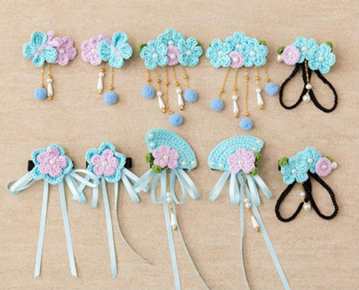 Blossom Hair Accessories Crochet Yarn Kit