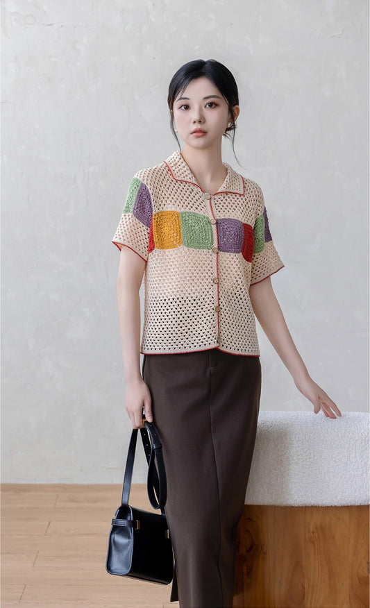 Rainbow Granny Square Cardigan Crochet Yarn Kit