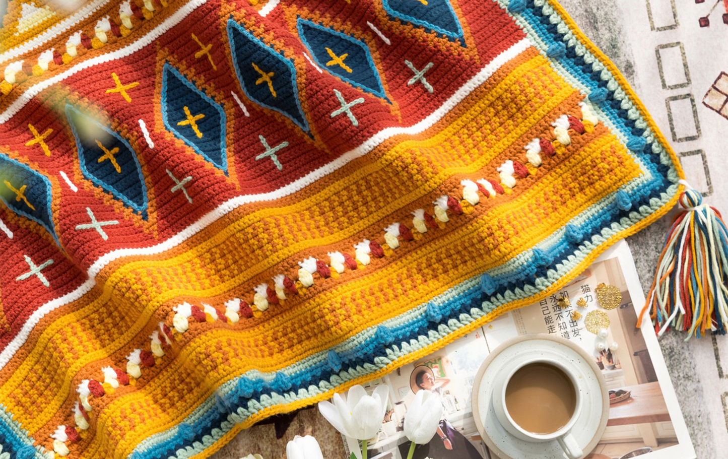 Palazi Intarsia Blanket Crochet Yarn Kit