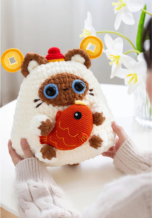 Money Cat Pillow Crochet Kit