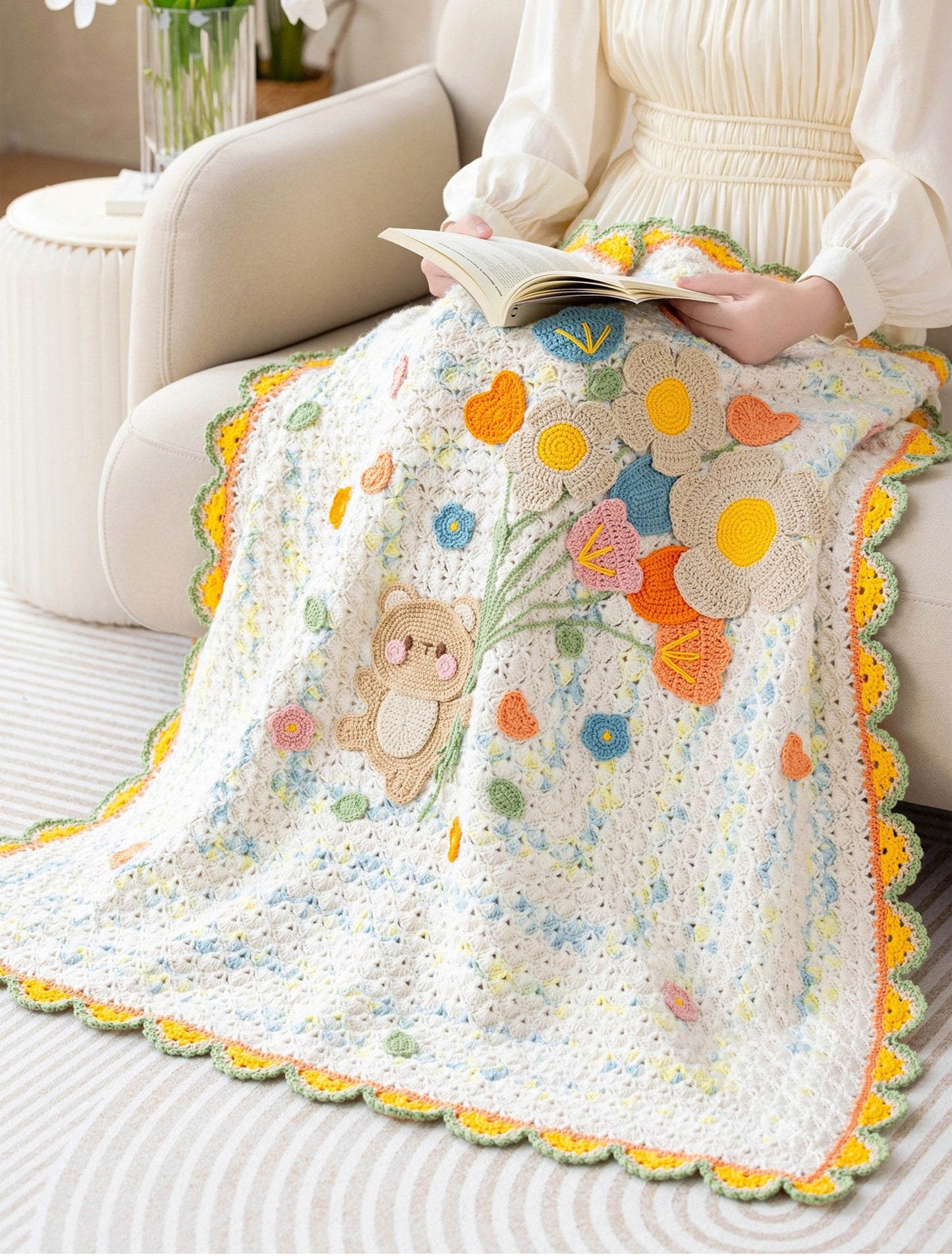Colorful Playtime Blanket Crochet Yarn Kit