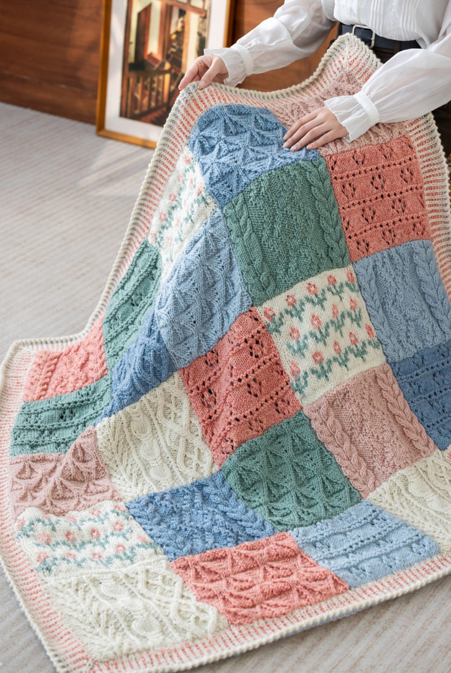 Meadow Patchwork Blanket Knit Yarn Kit
