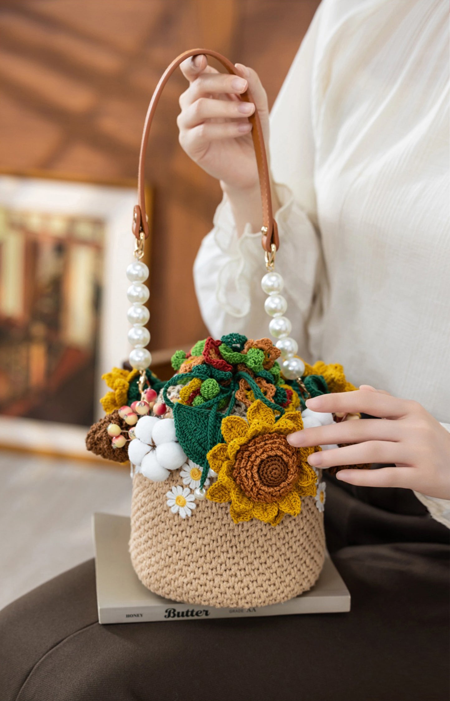 Autumn Field Drawstring Bag Crochet Pattern