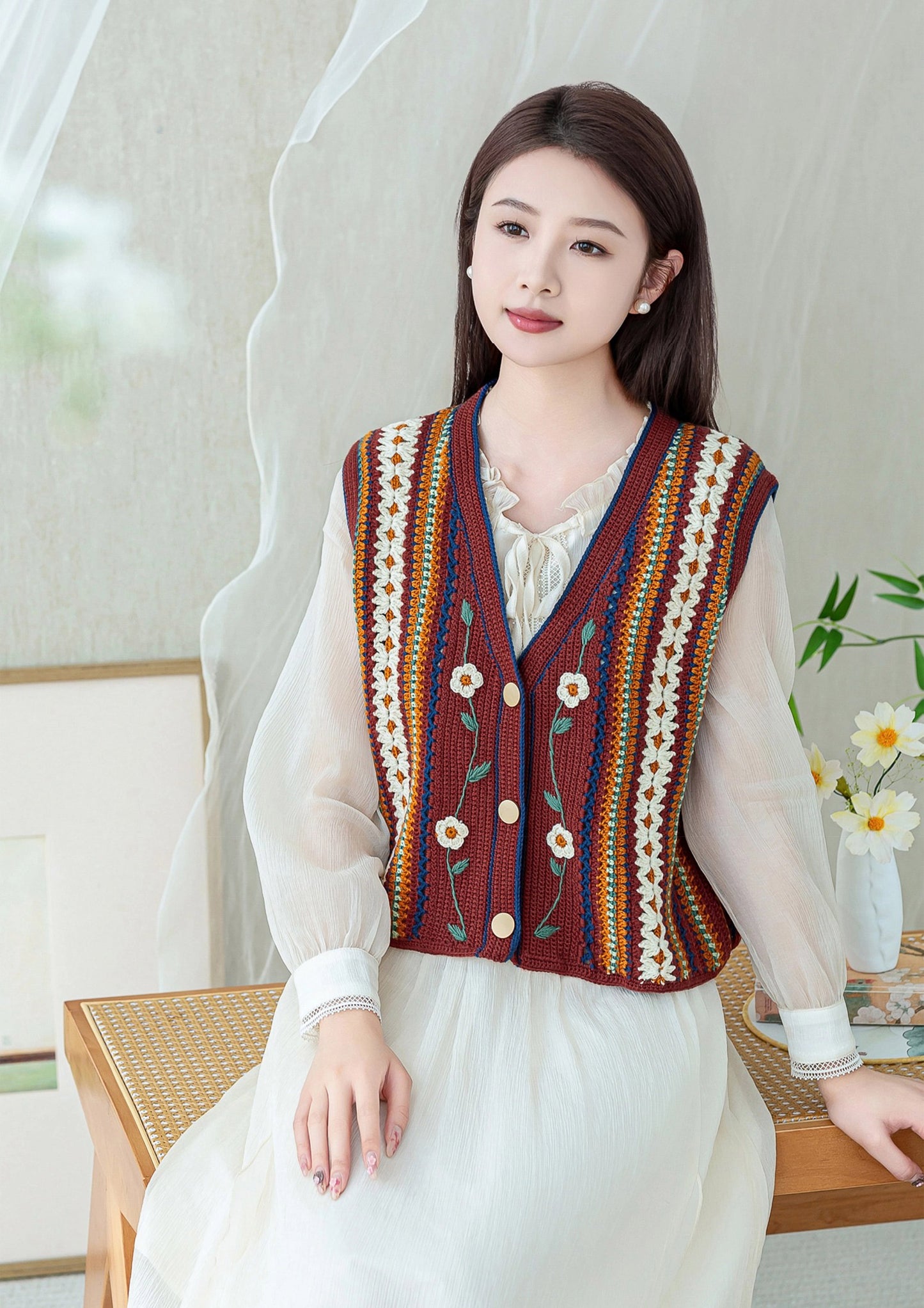 Spring Vine Vest Crochet Yarn Kit