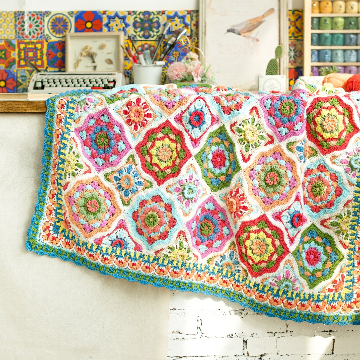 Morocco Zellige Patchwork Blanket Crochet Yarn Kit | Susan's Family