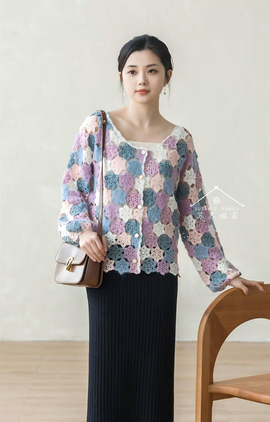 Floral Patchwork Cardigan Crochet Pattern