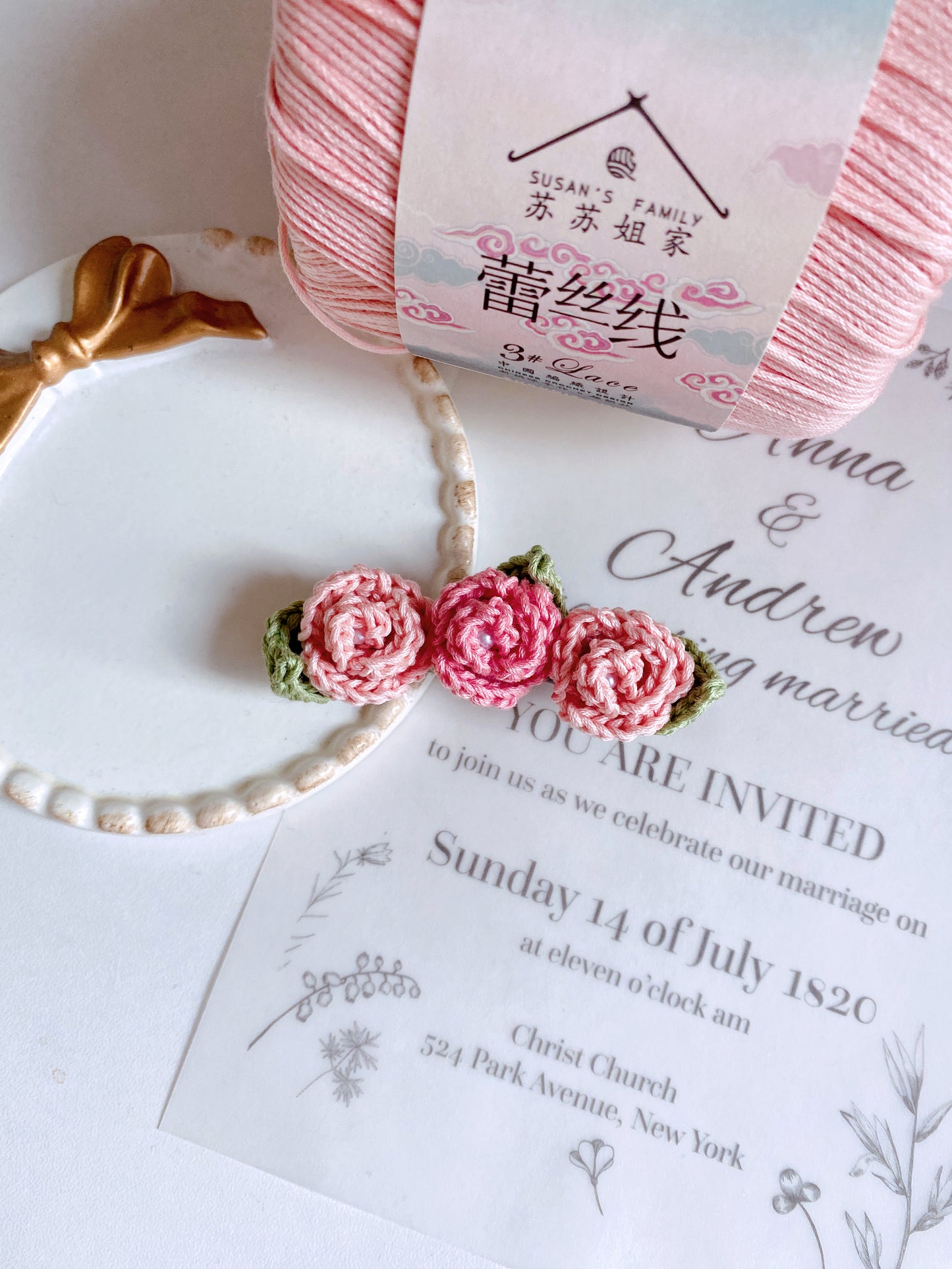 Classic Rose Hairclip Yarn Pack
