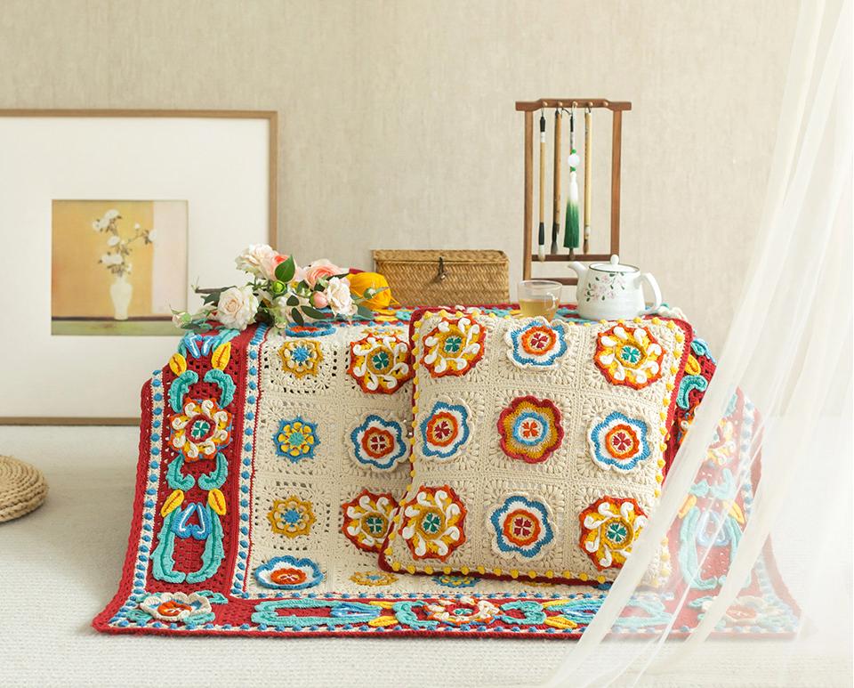Floral Brocade Blanket Crochet Yarn Kit