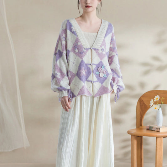 Peach Blossom Shuitian Cardigan Knit Yarn Kit | Herbal Chronicle Series | Susan's Family