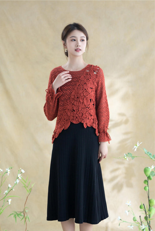 Häkelanleitung für einen Blumenpullover