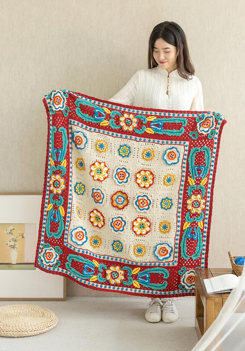 Floral Brocade Blanket Crochet Yarn Kit