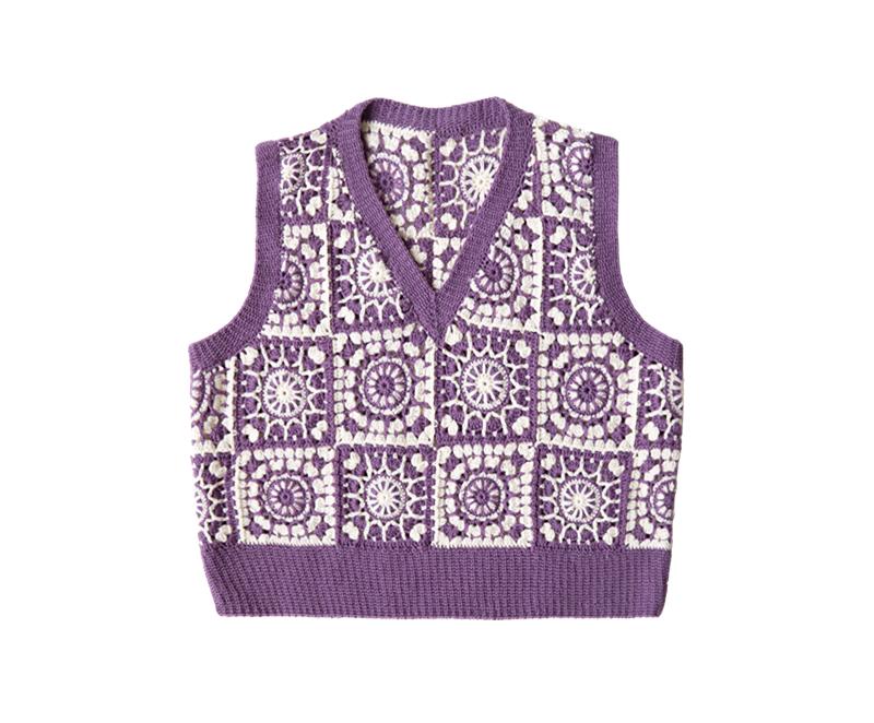 Cherry Blossom V-neck Vest Crochet Yarn Kit | Retro Nostalgia Series | Susan's Family