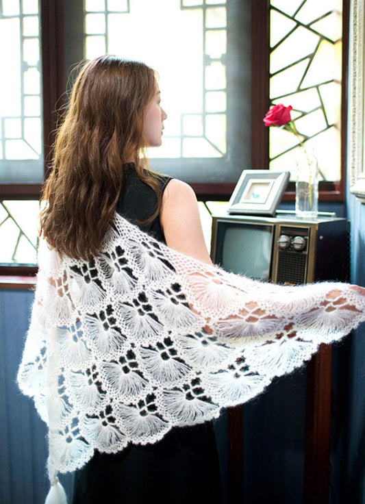 Kit de fil à crocheter pour châle à fleurs de mimosa