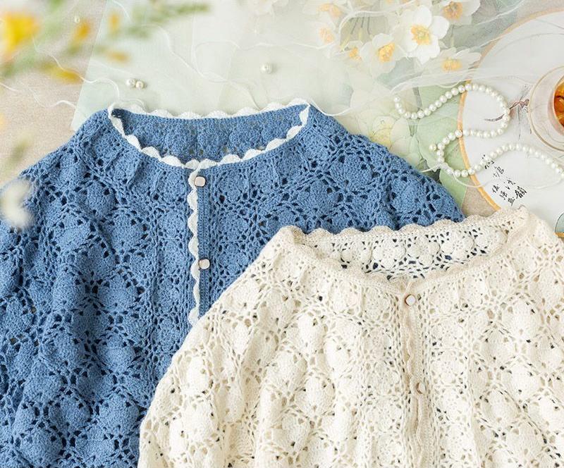 Lotus Pattern Cardigan Crochet Yarn Kit | Chinese Aesthetics Series | Susan's Family