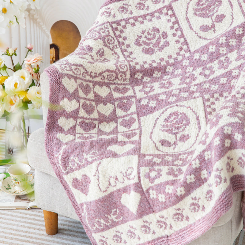 Romantic Rose Blanket Knit Pattern