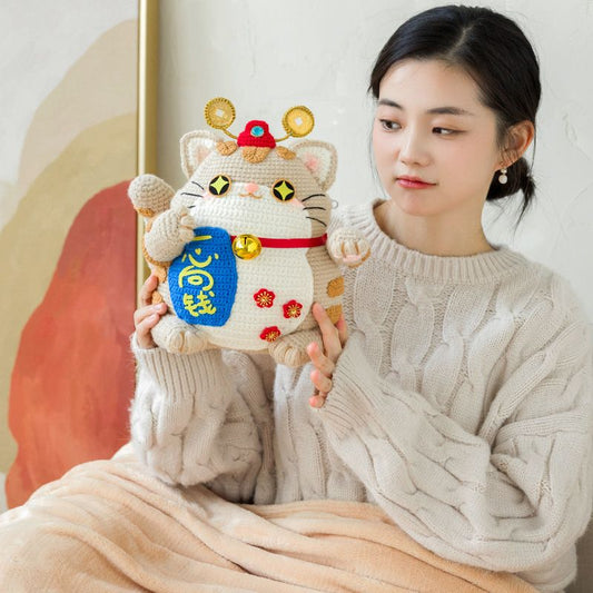 Kit de fil à crocheter pour coussin Money Cat