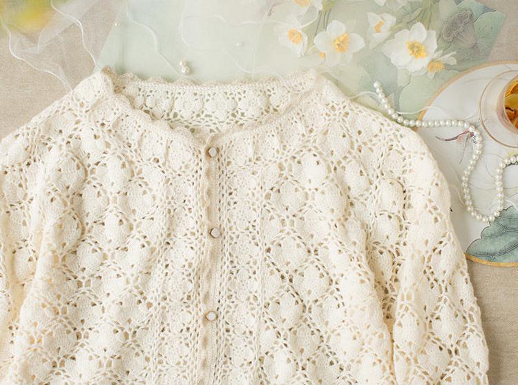 Lotus Pattern Cardigan Crochet Yarn Kit | Chinese Aesthetics Series | Susan's Family