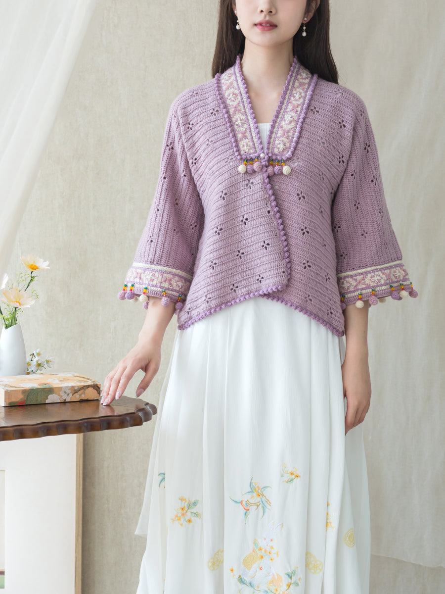 Morning Clouds Cardigan Crochet Yarn Kit | Chinese Aesthetics
