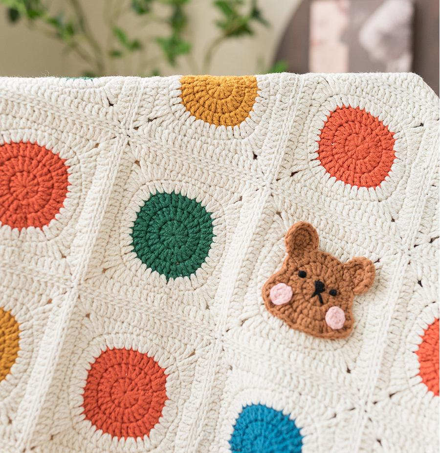 Polka Dot Bear Blanket Crochet Yarn Kit